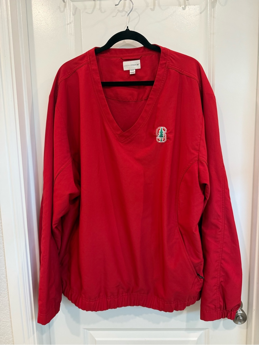 Men’s Cutter & Buck Red V-Neck Pullover with Stanford Tree Patch